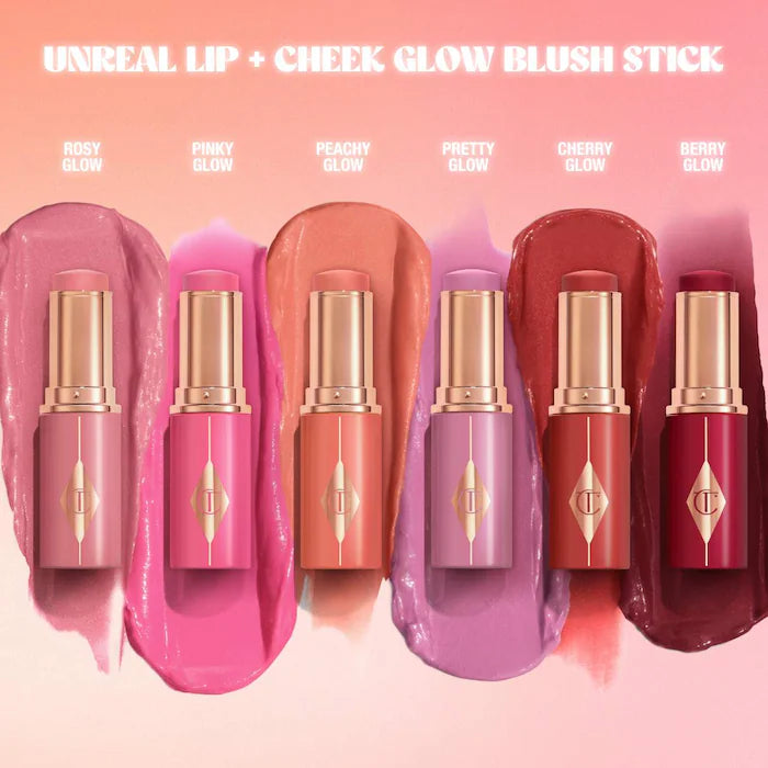 Charlotte Tilbury 
Unreal Lip + Cheek Glow Blush Stick with Hyaluronic Acid