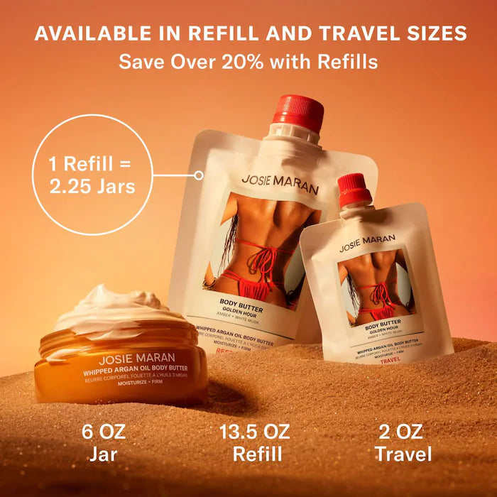 Josie Maran Golden Hour (Amber, White Musk) - Whipped Argan Oil Refillable Firming Body Butter