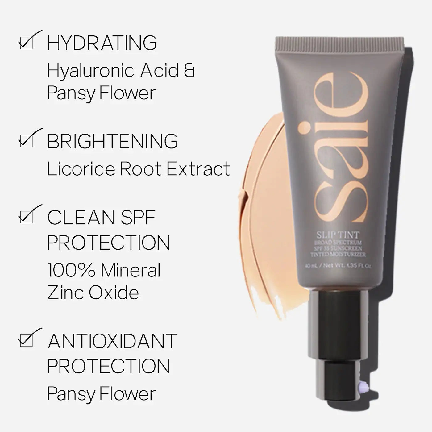 Saie Beauty Slip Tint Dewy Tinted Moisturizer SPF 35 Sunscreen