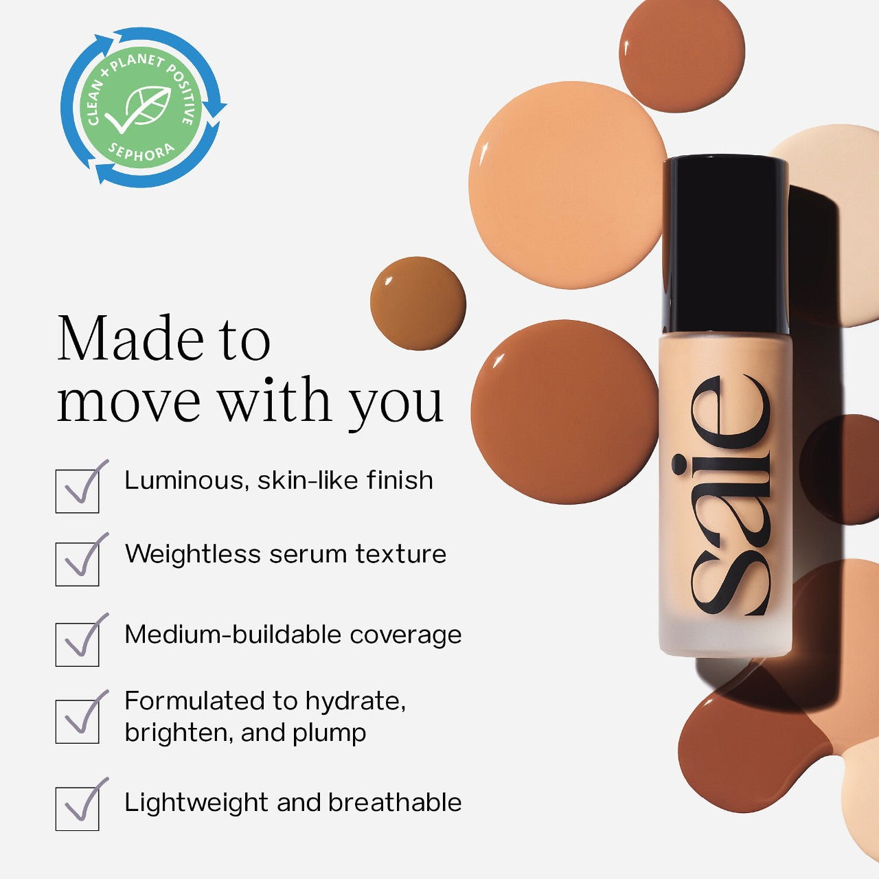 Saie Beauty Glowy Super Skin Lightweight Hydrobounce™  Serum Foundation