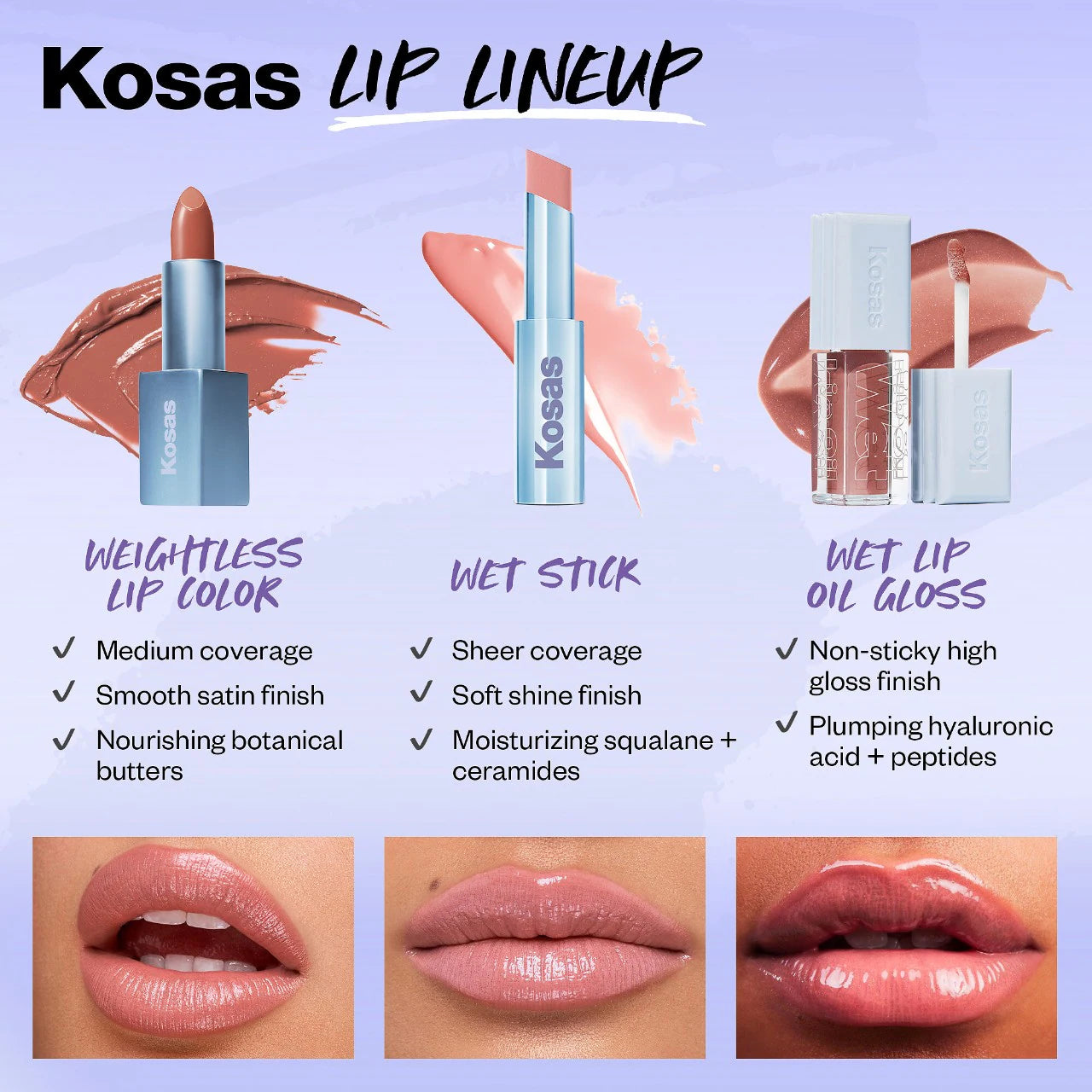 Kosas Wet Stick Moisturizing Shiny Sheer Lipstick with Ceramides